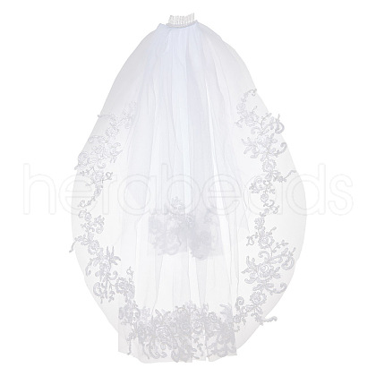 Nylon Mesh Bridal Veils with Hair Comb AJEW-WH0258-993-1