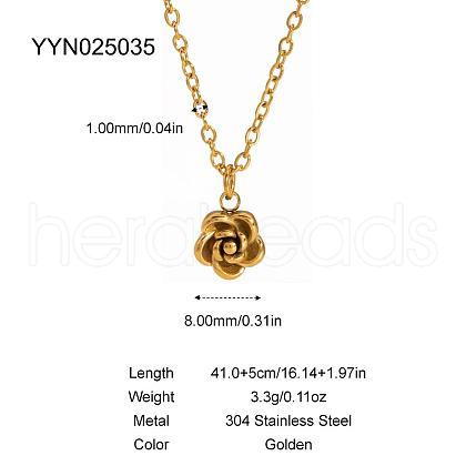 Stainless Steel Rose Pendant Necklaces for Women UH3805-2-1