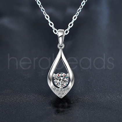 Teardrop 925 Sterling Silver Crystal Moissanite Pendant Necklaces for Women FS-WGA8F32-02-1