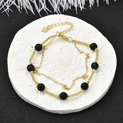 Natural Obsidian Bracelets BJEW-D330-01G-03-1