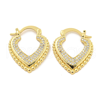Rack Plating Brass Micro Pave Cubic Zirconia Heart Hoop Earrings for Women EJEW-C095-04G-1