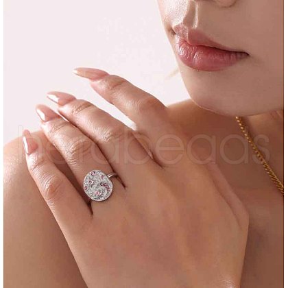 304 Stainless Steel & Cubic Zirconia Finger Rings for Women FS-WG99359-05-1