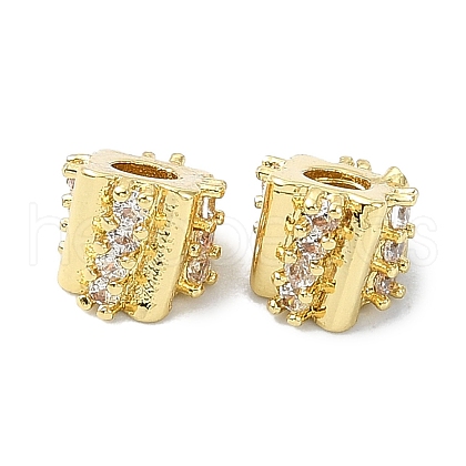 Rack Plating Brass Pave Clear Cubic Zirconia Beads KK-M282-33G-1