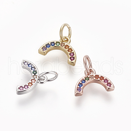 Brass Cubic Zirconia Charms ZIRC-E162-14-1