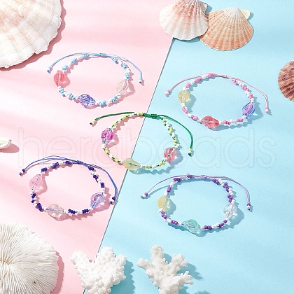 Adjustable Nylon Cord Braided Beads Bracelets BJEW-MZ00169-1