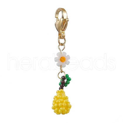 Glass Seed Beaded Fruits Pendant Decorations HJEW-MZ00150-1