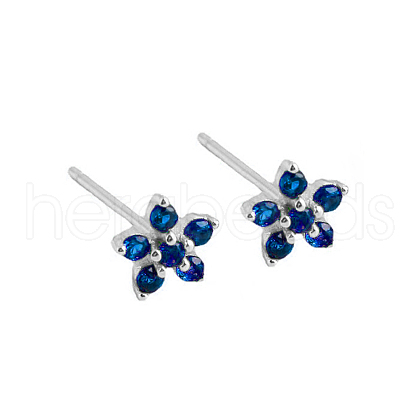 Elegant Sterling Silver Plum Cubic Zirconia Blossom Stud Earrings for Women VQ1749-12-1