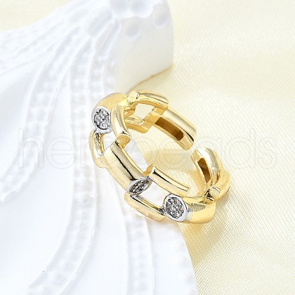 Brass Micro Pave Clear Cubic Zirconia Cuff Rings for Women RJEW-G347-02G-1