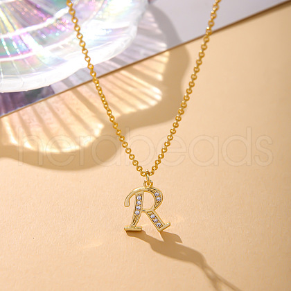 Fashionable Brass Micro Pave Clear Cubic Zirconia Initial Pendant Necklaces for Women FS-WG2FE2D-18-1