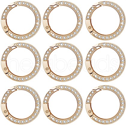 SUNNYCLUE 12Pcs Alloy Crystal Rhinestone Spring Gate Rings FIND-SC0012-68KCG-1