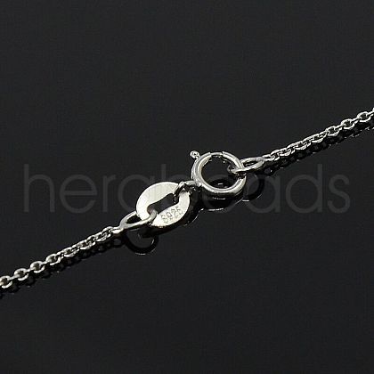 Anti-Tarnish Trendy Unisex Rhodium Plated 925 Sterling Silver Cable Chains Necklaces STER-M034-B-07-1