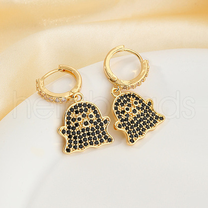 Fashionable Brass Cubic Zirconia Ghost Hoop Earrings PE5743-2-1