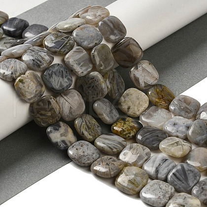 Natural Bamboo Leaf Agate Beads Strands G-NH0014-A01-02-1