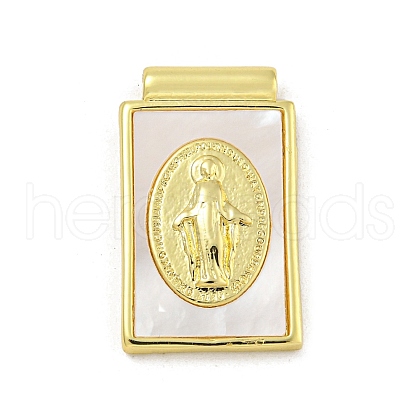 Rack Plating Brass Pave Natural Shell Pendants KK-G513-26G-1