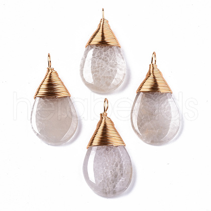 Natural Crackle Agate Pendants G-S359-201B-1
