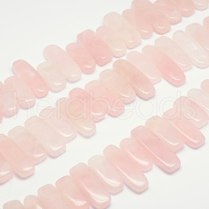 Rectangle Natural Rose Quartz Beads Strands G-L419-28-1