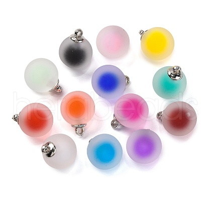 Frosted Resin Round Pendants RESI-U002-09-1