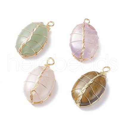 Natural Gemstone Pendants PALLOY-JF01416-1