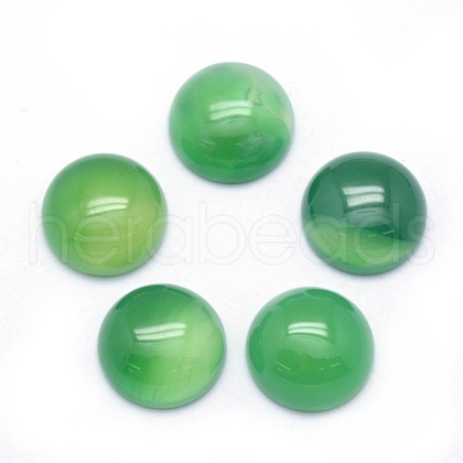 Natural Dyed & Heated Green Onyx Agate Cabochons G-P393-R04-14mm-1