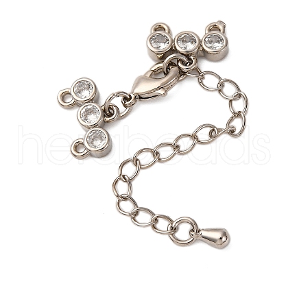 Brass Micro Pave Clear Cubic Zirconia Chain Extender KK-A214-35P-1