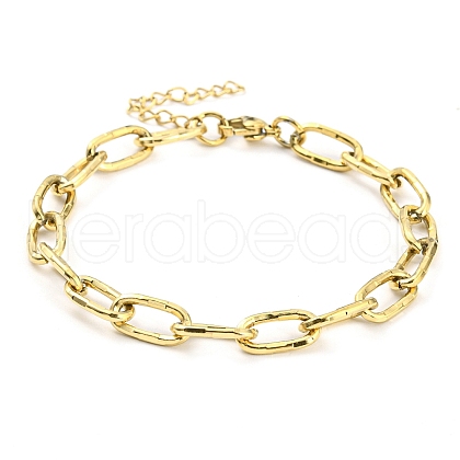 Ion Plating(IP) 304 Stainless Steel Paperclip Chain Bracelets BJEW-M308-01G-1