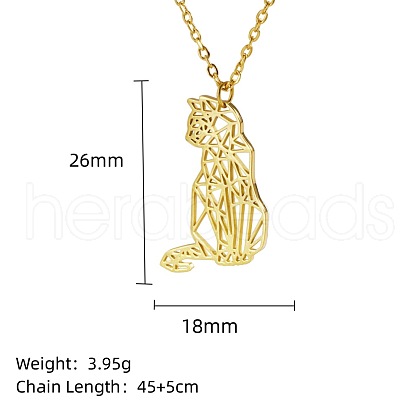 Stainless Steel Geometric Artistic Hollow Animal Pendant Necklaces JK0174-13-1