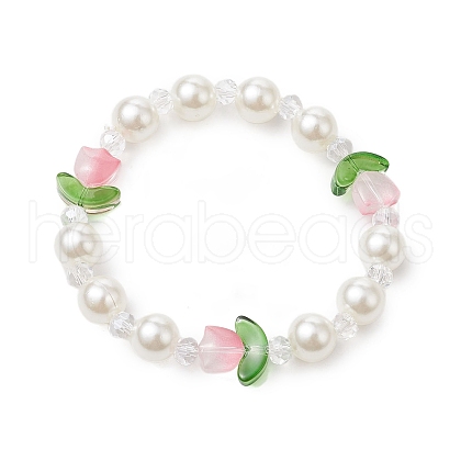 Acrylic Imitation Pearl Stretch Bracelets BJEW-JB11170-1