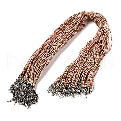 2MM Braided Round Polycotton Cord Necklace Making with Alloy Lobster Claws Clasps and Iron End Chains NJEW-Q031-01A-1