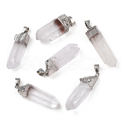 Electroplate Natural Quartz Pendants G-S334-074-1