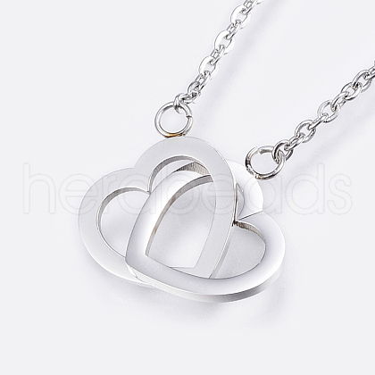 304 Stainless Steel Pendant Necklaces NJEW-H439-07P-1