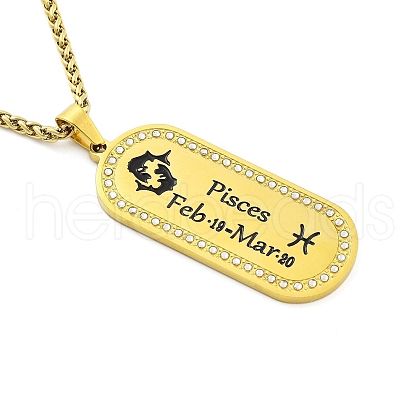 Constellation 304 Stainless Steel Micro Pave Clear Cubic Zirconia Wheat Chain Pendant Necklaces for Women Men NJEW-U007-01D-1