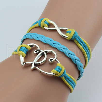 PU Leather & Hemp Cord Multi-strand Bracelets WG4AB3D-13-1