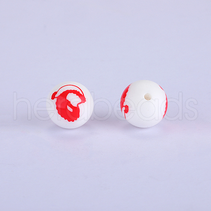 Printed Round Silicone Focal Beads SI-JX0056A-218-1