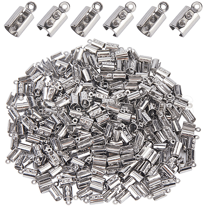 SOFPLATE 300Pcs 304 Stainless Steel Folding Crimp Ends STAS-SP0001-77-1