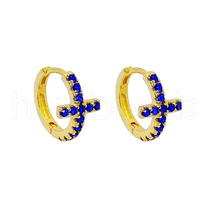 S925 Sterling Silver Cross Hoop Earrings MW6762-2-1