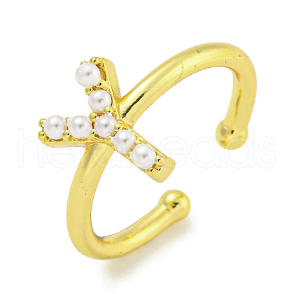 Rack Plating Brass Open Cuff Rings for Women RJEW-F162-01G-Y-1