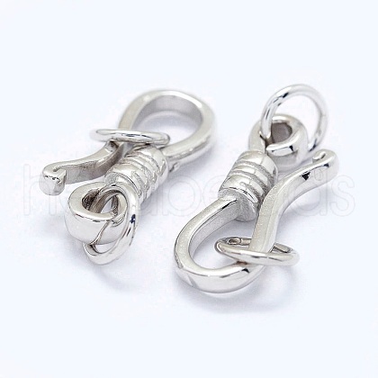 Anti-Tarnish Rhodium Plated 925 Sterling Silver S-Hook Clasps STER-I016-120C-P-1