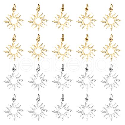 Unicraftale 20Pcs 2 Colors 201 Stainless Steel Solar Eclipse Pendants STAS-UN0052-90-1