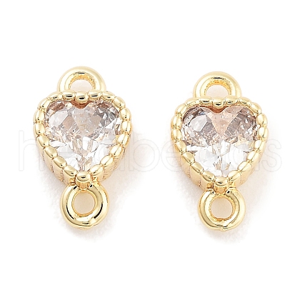 Brass Pave Clear Cubic Zirconia Connector Charms KK-P271-35G-1