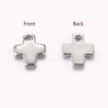 Tarnish Resistant 201 Stainless Steel Stamping Blank Tag Tiny Cross Charms STAS-Q072-1