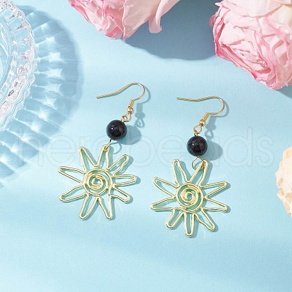Alloy Black Onyx Dangle Earrings EJEW-JE06425-01-1