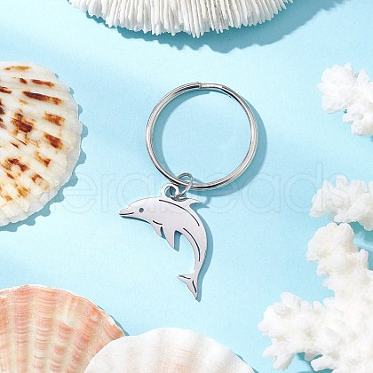 Ocean Theme 304 Stainless Steel Keychains KEYC-JKC01213-07-1
