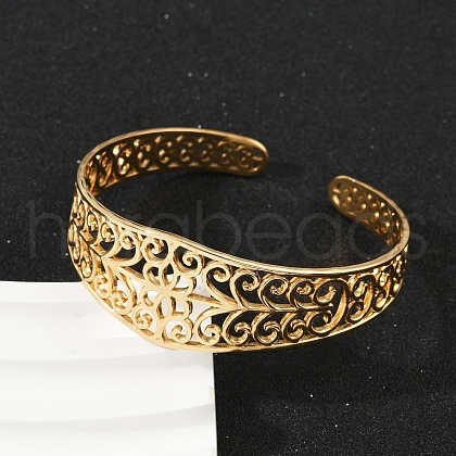 304 Stainless Steel Cuff Bangles for Women BJEW-U045-04G-1