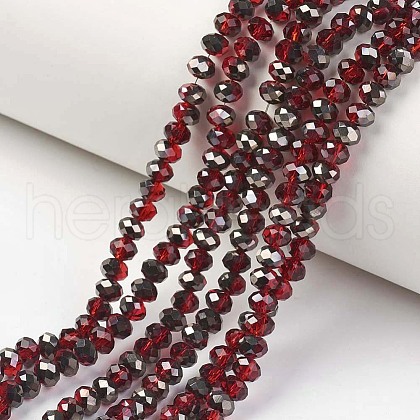 Electroplate Transparent Glass Beads Strands EGLA-A034-T8mm-P06-1