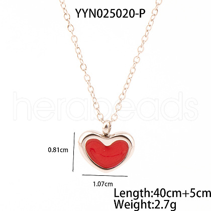 French Romantic Stainless Steel Enamel Heart Pendant Necklaces for Women XY4598-2-1