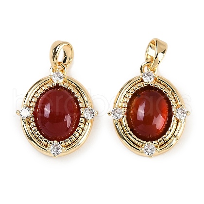 Natural Carnelian(Dyed & Heated) Oval Pendants KK-P283-42A-G-1