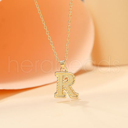 Alloy Textured Initial Pendant Necklaces FS-WG9837C-18-1
