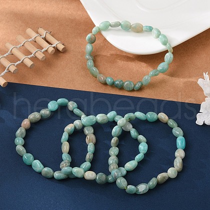 Natural Amazonite Bead Stretch Bracelets BJEW-K213-06-1