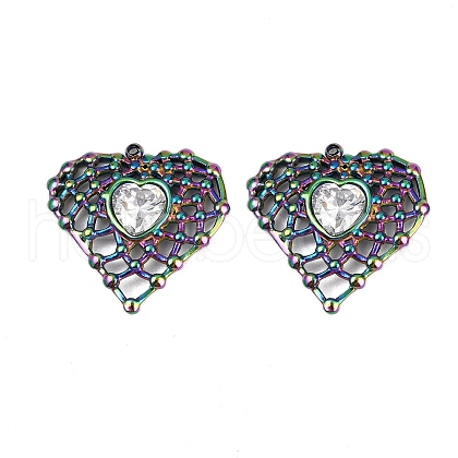 304 Stainless Steel Rhinestone Pendants STAS-L290-52RC-1