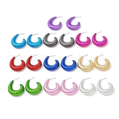 Croissant Acrylic Stud Earrings EJEW-P251-37-1
